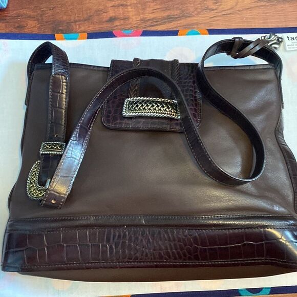 Vintage 100% Leather Purse with Silver Gold Western Style Buckle - Picture 8 of 16